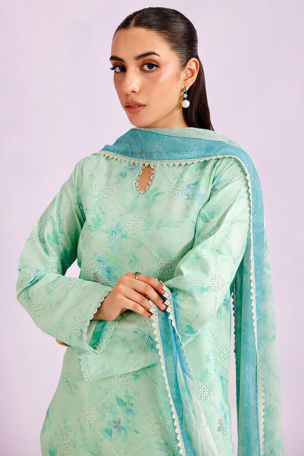 Farasha | Printed Essentials’26 | Mint Pine - House Of Hania