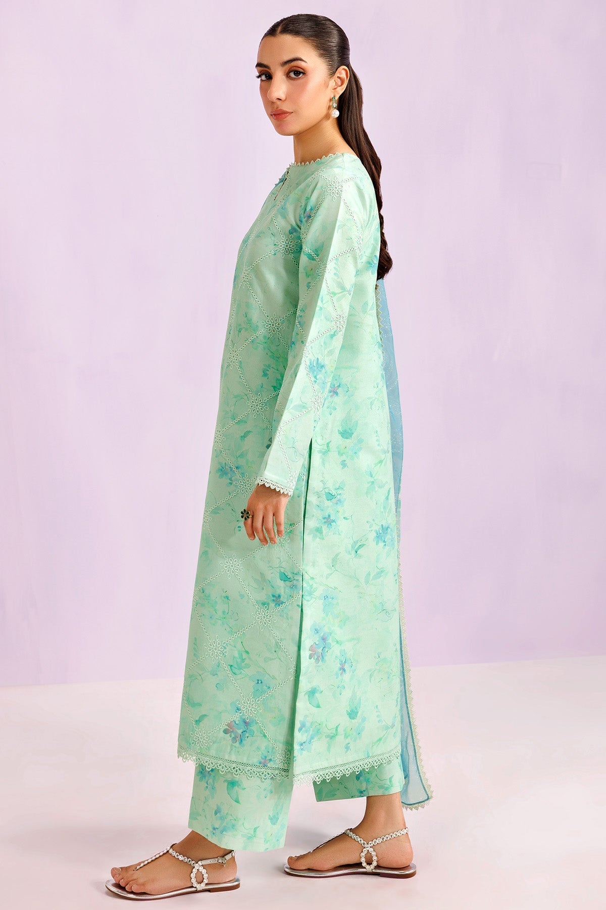 Farasha | Printed Essentials’26 | Mint Pine - House Of Hania