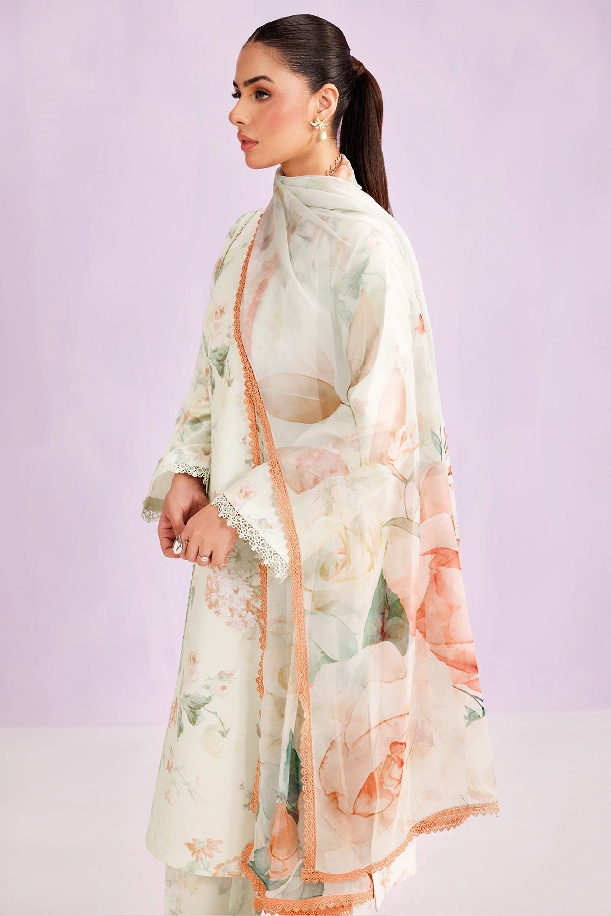 Farasha | Printed Essentials’26 | Mint Veil - House Of Hania