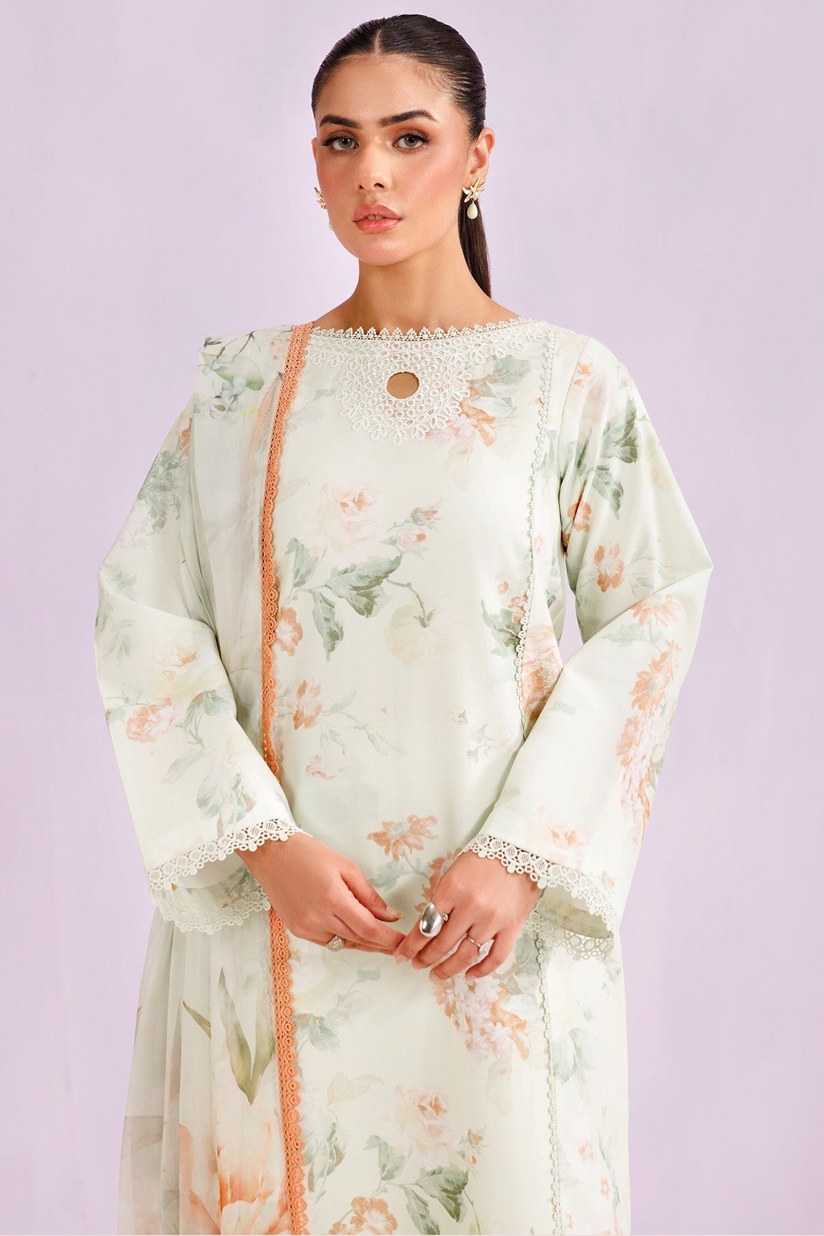 Farasha | Printed Essentials’26 | Mint Veil - House Of Hania