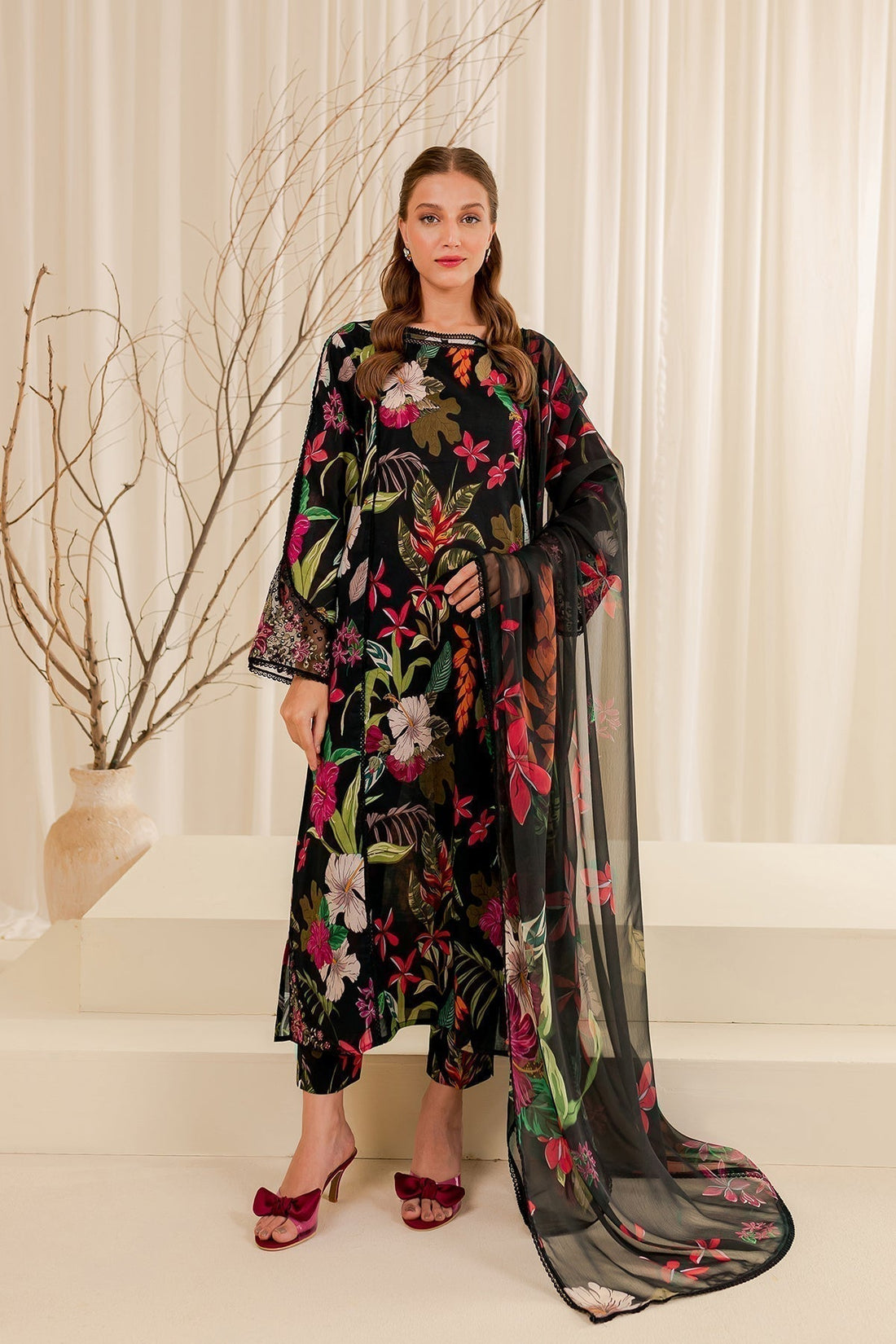 Farasha | Printed Essentials | EBONY PASSION - House Of Hania