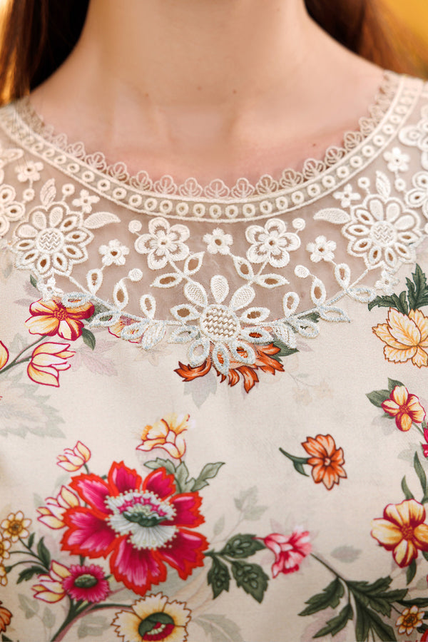 Farasha | Printed Essentials | Ivory Dusk - House Of Hania