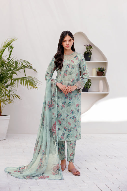 Farasha | Printed Essentials | MINT BREEZE - House Of Hania