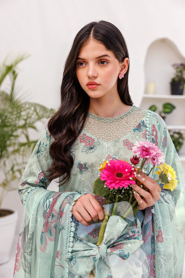 Farasha | Printed Essentials | MINT BREEZE - House Of Hania