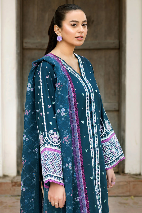Farasha | Summer Weaves Embroidered Lawn | Blue Allure - House Of Hania