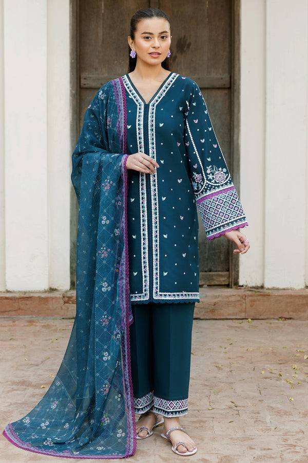 Farasha | Summer Weaves Embroidered Lawn | Blue Allure - House Of Hania