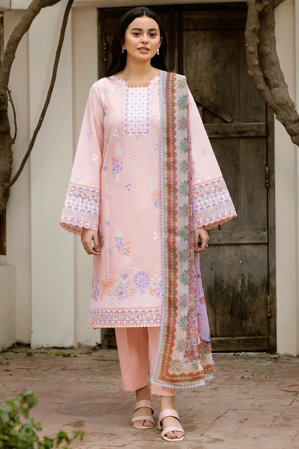 Farasha | Summer Weaves Embroidered Lawn | Coral Peach - House Of Hania