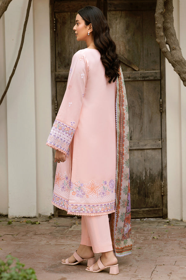 Farasha | Summer Weaves Embroidered Lawn | Coral Peach - House Of Hania