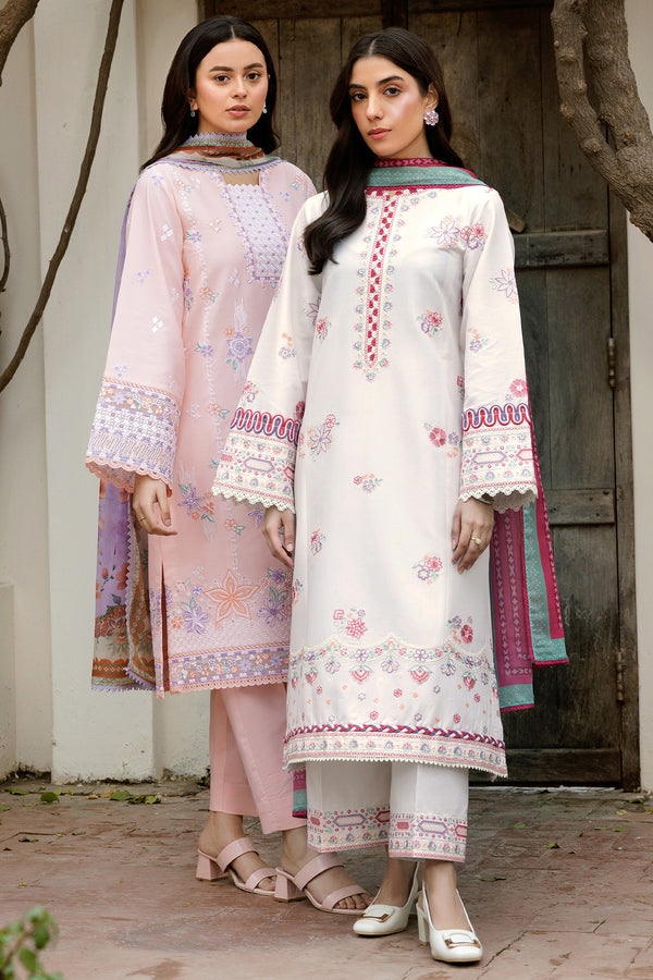 Farasha | Summer Weaves Embroidered Lawn | Coral Peach - House Of Hania