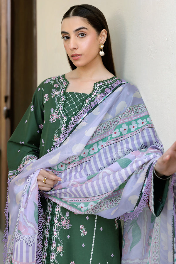 Farasha | Summer Weaves Embroidered Lawn | Emerald Eclips - House Of Hania