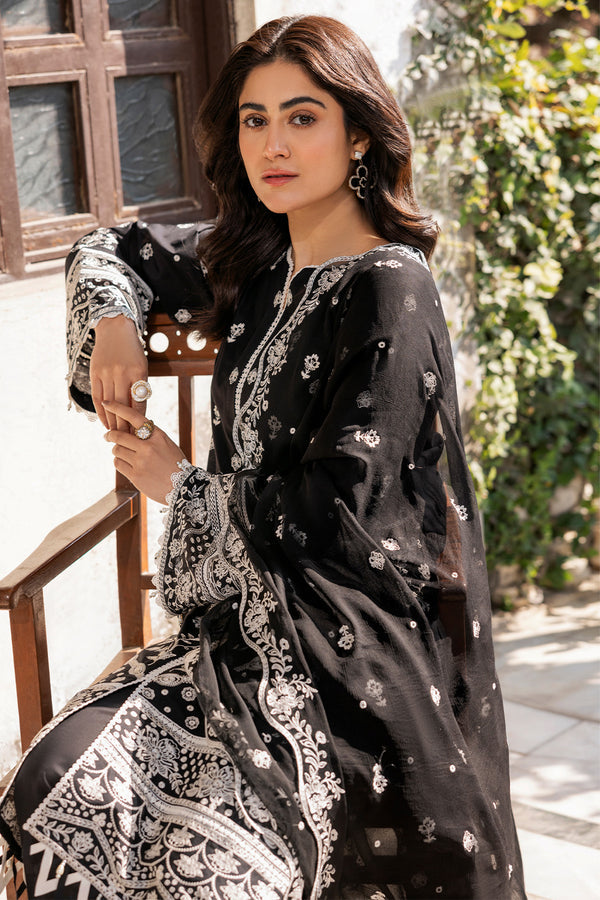 Farasha | Summer Weaves Embroidered Lawn | Midnight Glow - House Of Hania