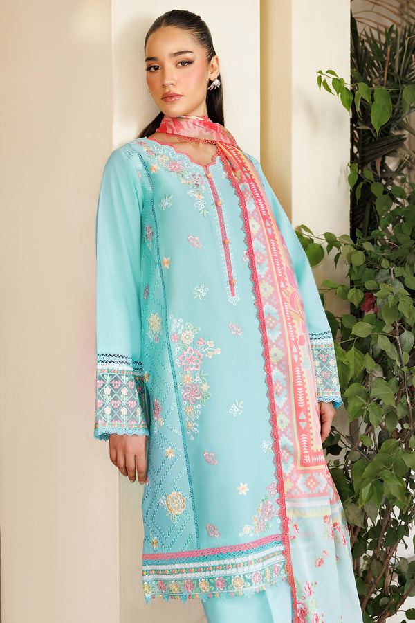 Farasha | Summer Weaves Embroidered Lawn | Ocean Veil - House Of Hania