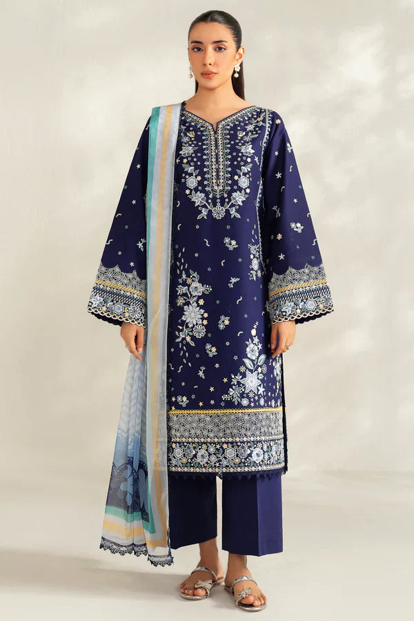 Farasha | Summer Weaves Embroidered lawn'26 | Blue Fusion - House Of Hania