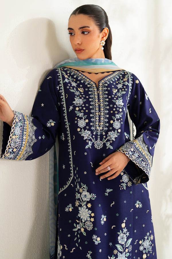 Farasha | Summer Weaves Embroidered lawn'26 | Blue Fusion - House Of Hania
