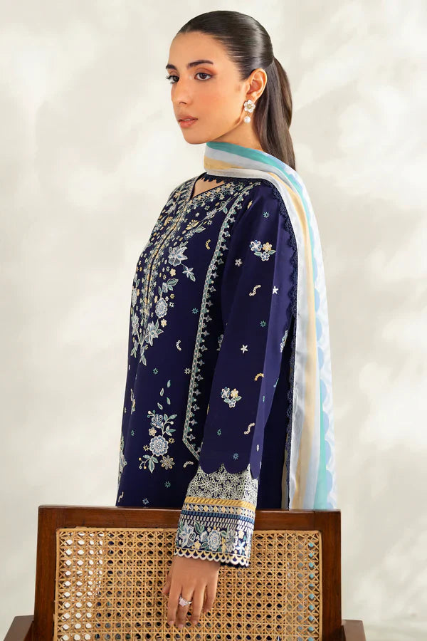 Farasha | Summer Weaves Embroidered lawn'26 | Blue Fusion - House Of Hania