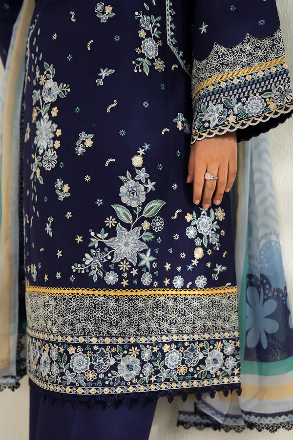 Farasha | Summer Weaves Embroidered lawn'26 | Blue Fusion - House Of Hania