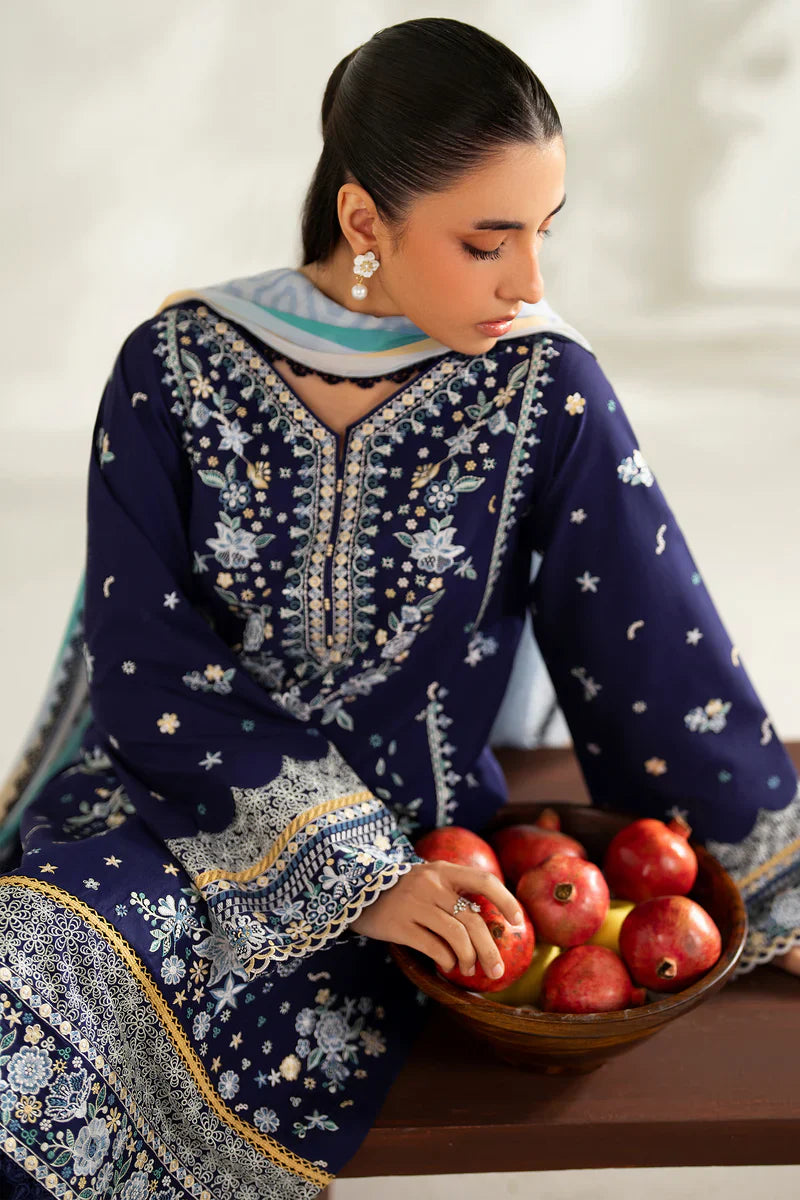 Farasha | Summer Weaves Embroidered lawn'26 | Blue Fusion - House Of Hania