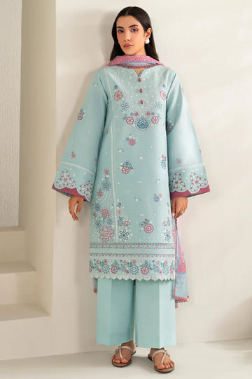 Farasha | Summer Weaves Embroidered lawn'26 | Blue Slate - House Of Hania