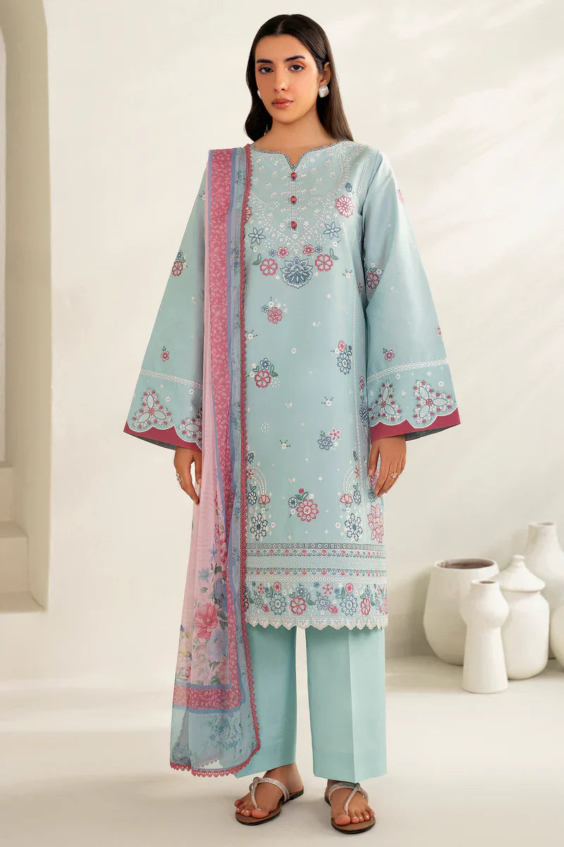 Farasha | Summer Weaves Embroidered lawn'26 | Blue Slate - House Of Hania