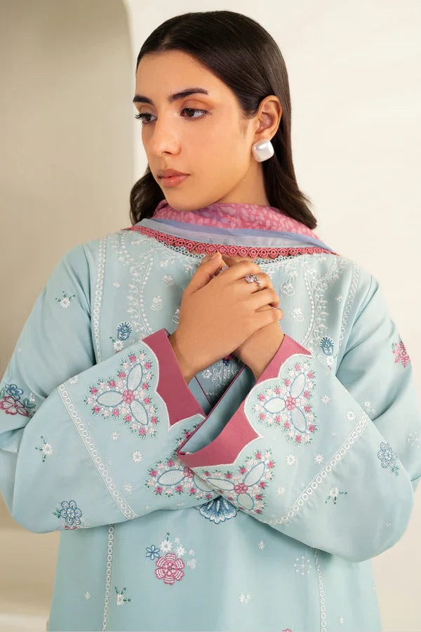 Farasha | Summer Weaves Embroidered lawn'26 | Blue Slate - House Of Hania