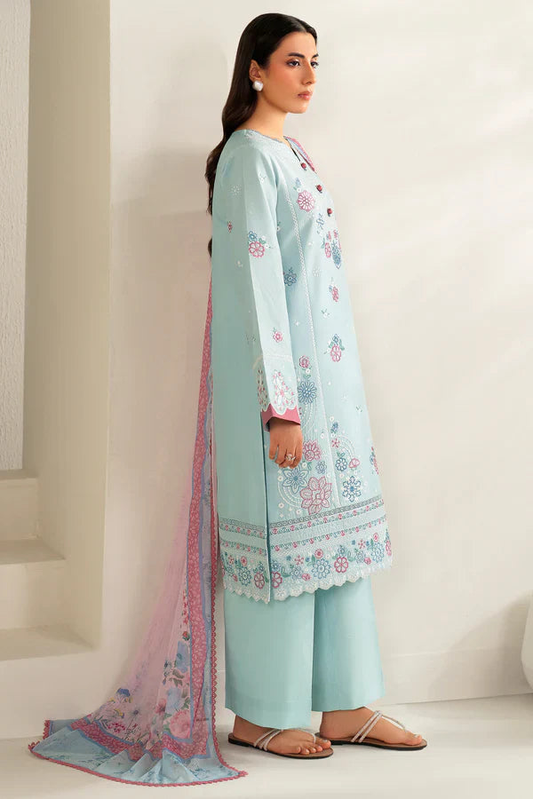 Farasha | Summer Weaves Embroidered lawn'26 | Blue Slate - House Of Hania