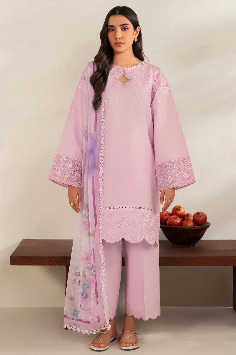Farasha | Summer Weaves Embroidered lawn'26 | Cloud Pink - House Of Hania