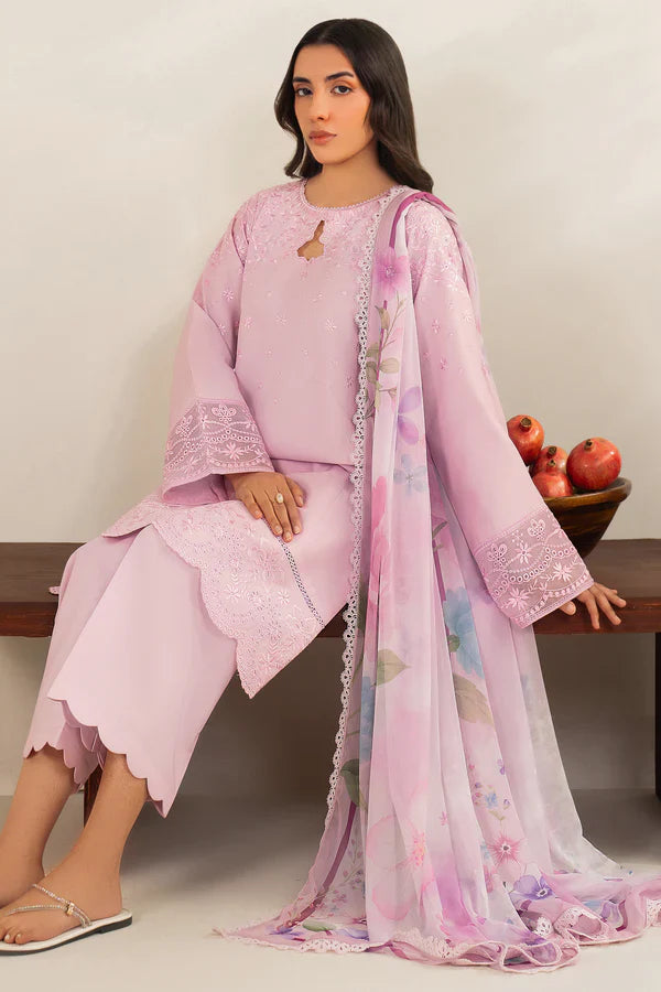 Farasha | Summer Weaves Embroidered lawn'26 | Cloud Pink - House Of Hania