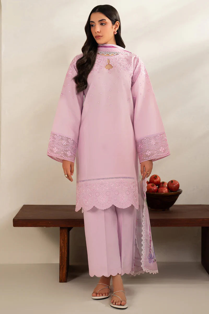 Farasha | Summer Weaves Embroidered lawn'26 | Cloud Pink - House Of Hania