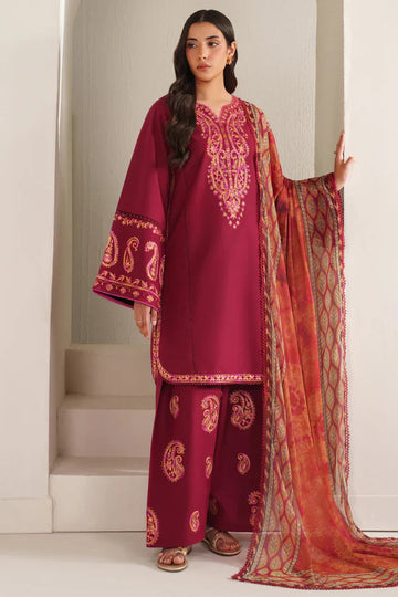 Farasha | Summer Weaves Embroidered lawn'26 | Coral Flare - House Of Hania
