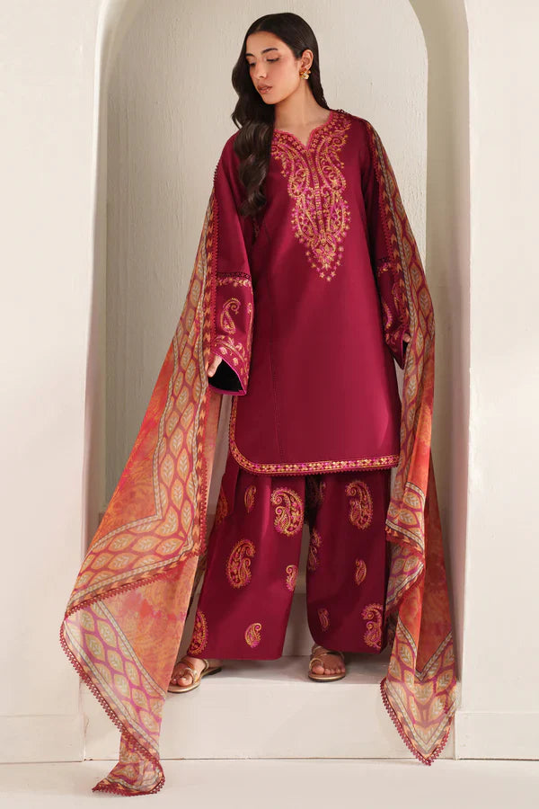 Farasha | Summer Weaves Embroidered lawn'26 | Coral Flare - House Of Hania