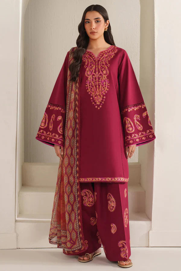 Farasha | Summer Weaves Embroidered lawn'26 | Coral Flare - House Of Hania