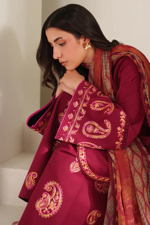 Farasha | Summer Weaves Embroidered lawn'26 | Coral Flare - House Of Hania