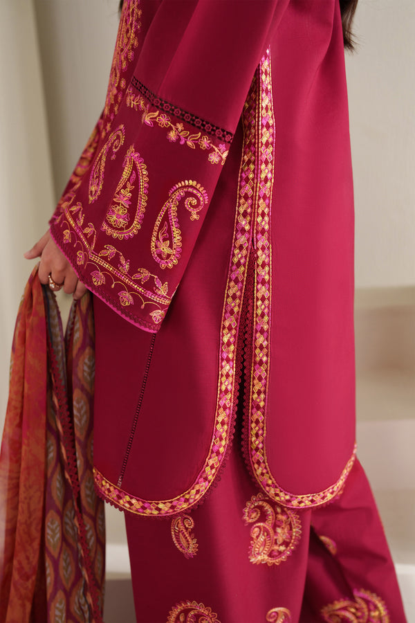 Farasha | Summer Weaves Embroidered lawn'26 | Coral Flare - House Of Hania