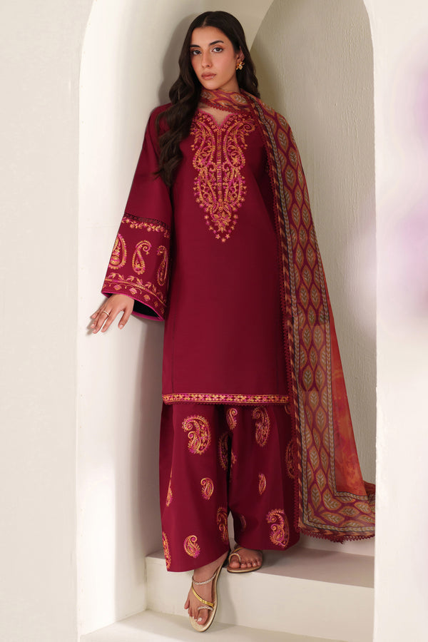 Farasha | Summer Weaves Embroidered lawn'26 | Coral Flare - House Of Hania