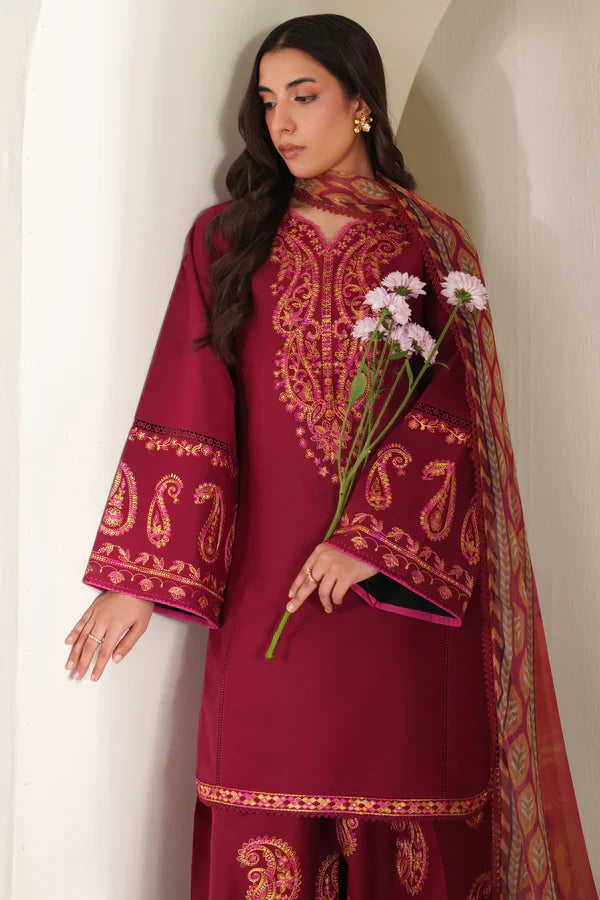 Farasha | Summer Weaves Embroidered lawn'26 | Coral Flare - House Of Hania