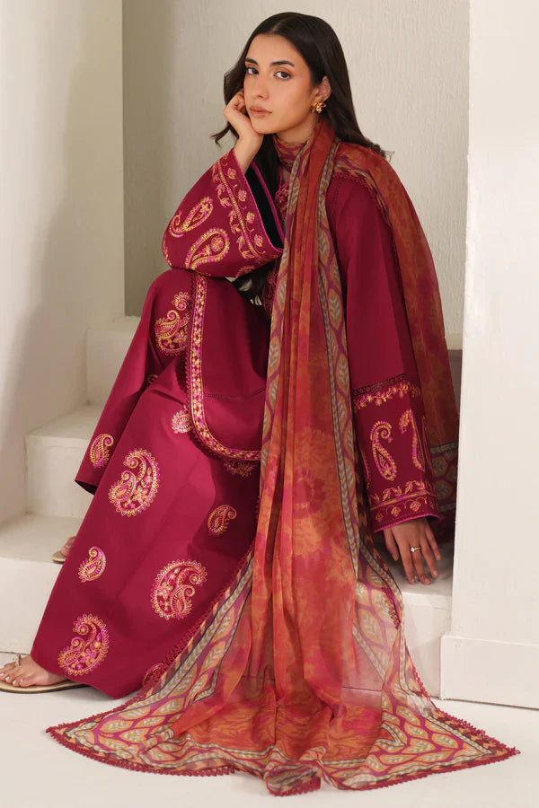 Farasha | Summer Weaves Embroidered lawn'26 | Coral Flare - House Of Hania