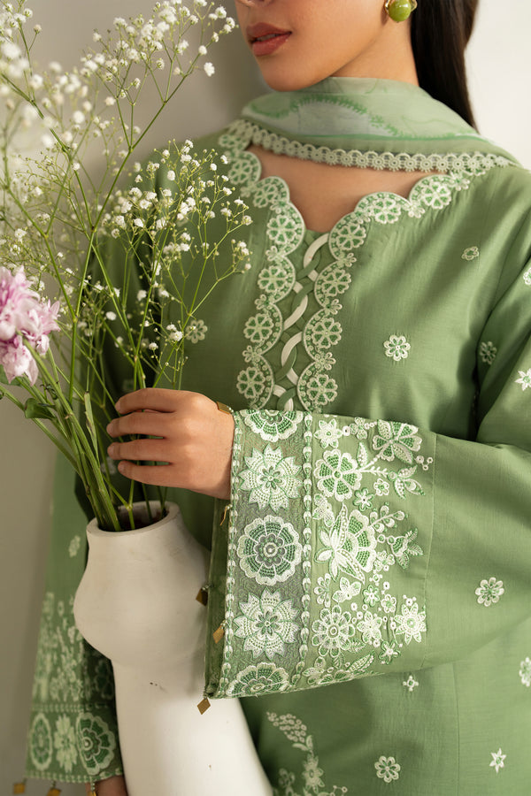 Farasha | Summer Weaves Embroidered lawn'26 | Dewy Sage - House Of Hania