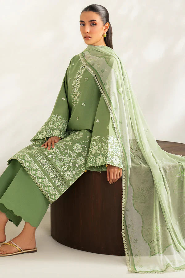 Farasha | Summer Weaves Embroidered lawn'26 | Dewy Sage - House Of Hania