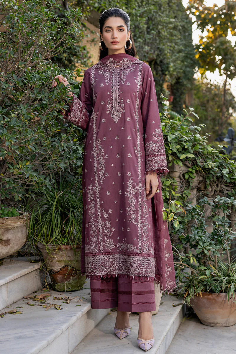 Farasha | Summer Weaves Embroidered lawn'26 | Dusty Rose - House Of Hania