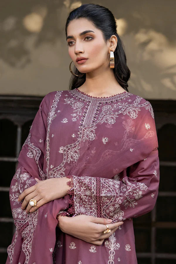 Farasha | Summer Weaves Embroidered lawn'26 | Dusty Rose - House Of Hania