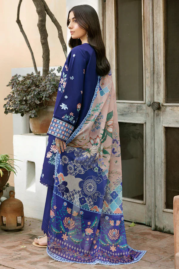 Farasha | Summer Weaves Embroidered lawn'26 | Indigo Glow - House Of Hania