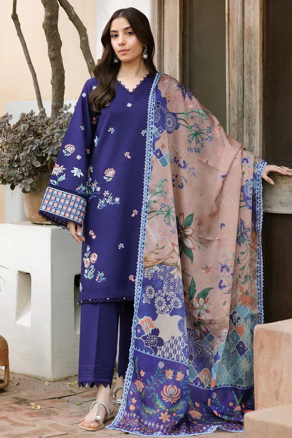 Farasha | Summer Weaves Embroidered lawn'26 | Indigo Glow - House Of Hania