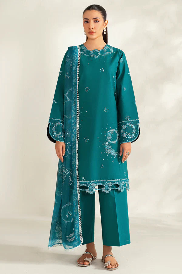 Farasha | Summer Weaves Embroidered lawn'26 | Jade Dazzle - House Of Hania
