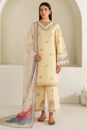 Farasha | Summer Weaves Embroidered lawn'26 | Mellow Canvas - House Of Hania