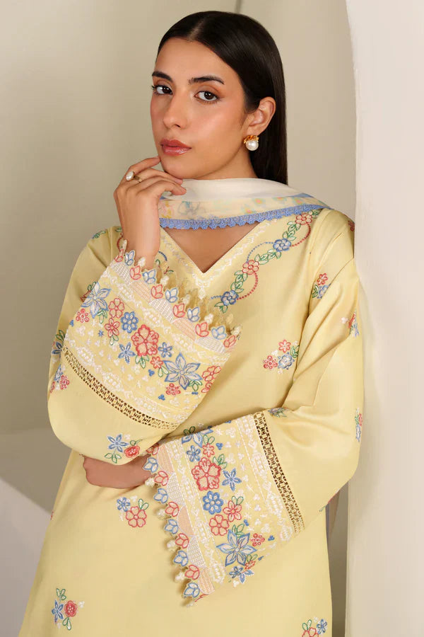 Farasha | Summer Weaves Embroidered lawn'26 | Mellow Canvas - House Of Hania
