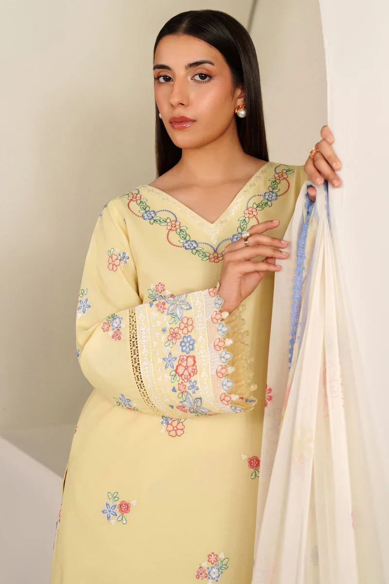 Farasha | Summer Weaves Embroidered lawn'26 | Mellow Canvas - House Of Hania