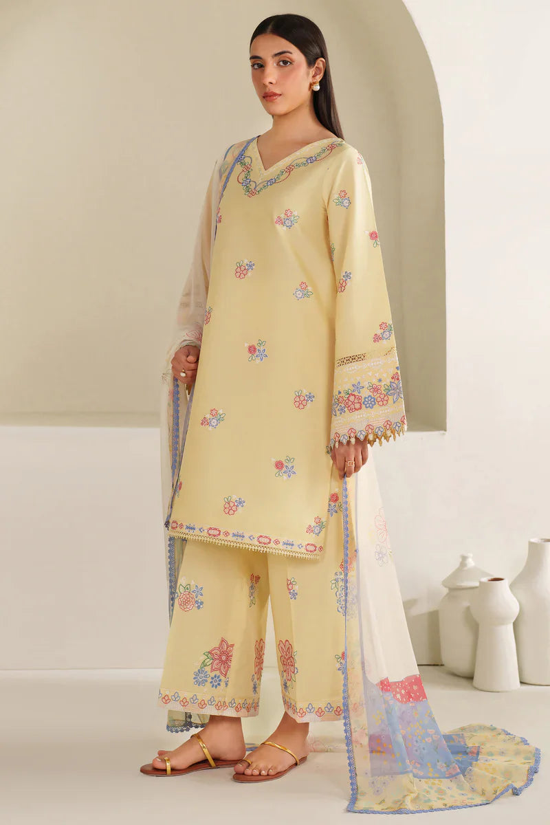 Farasha | Summer Weaves Embroidered lawn'26 | Mellow Canvas - House Of Hania