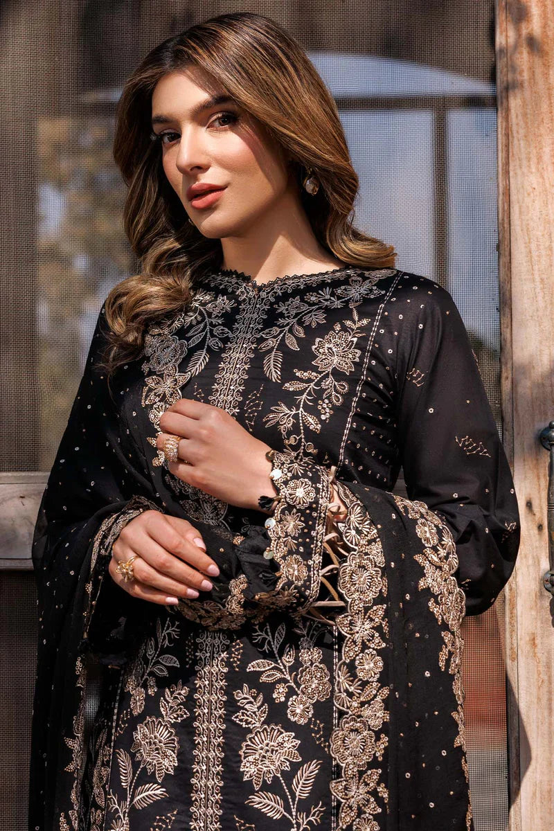Farasha | Summer Weaves Embroidered lawn'26 | Raven Aura - House Of Hania