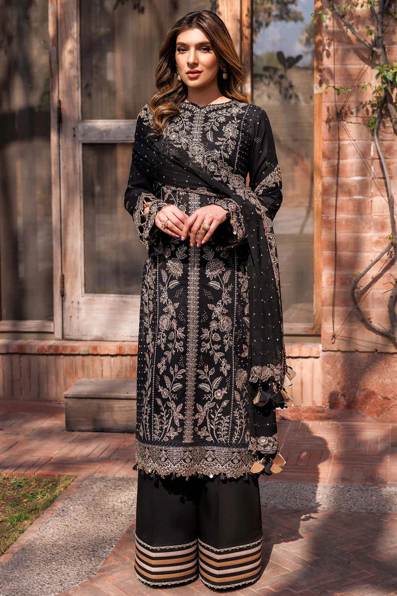 Farasha | Summer Weaves Embroidered lawn'26 | Raven Aura - House Of Hania