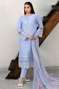 Farasha | Summer Weaves Embroidered lawn'26 | Serene Blue - House Of Hania